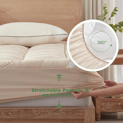 Bamboo Cooling Mattress Topper with Fitted Sheet