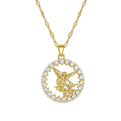 St. Michael Halo Pendant Necklace – Symbol of Protection & Strength