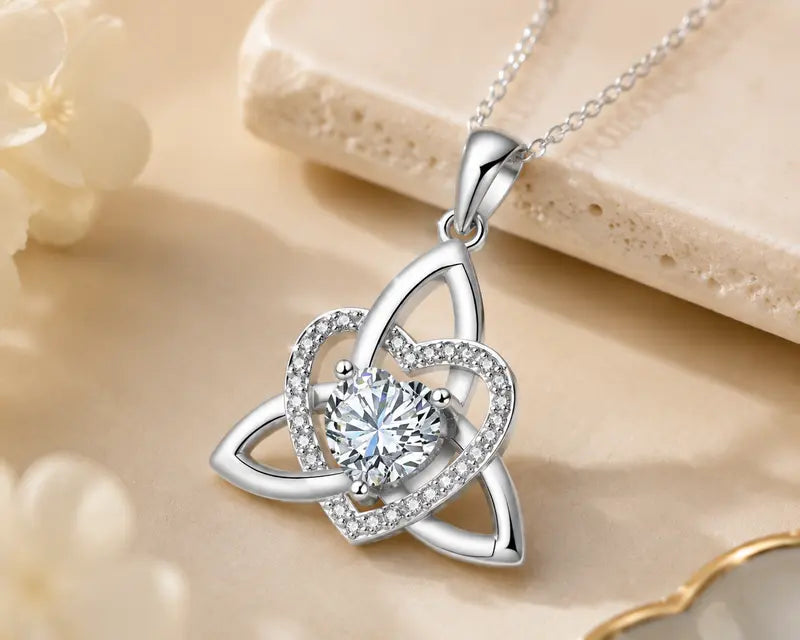 Witch’s Knot Crystal Heart Necklace