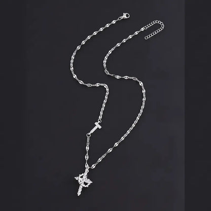 Crystal Initial Cross Necklace