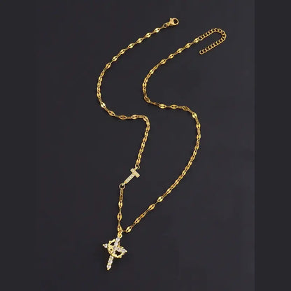 Crystal Initial Cross Necklace