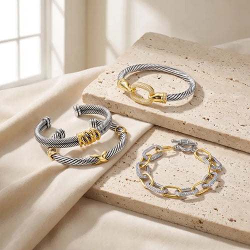 Adjustable Cable & Chain Bracelet Set