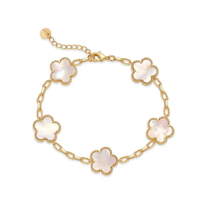 14K Gold-Plated Four-Leaf Clover Bracelet – Lucky Charm Jewelry for Women