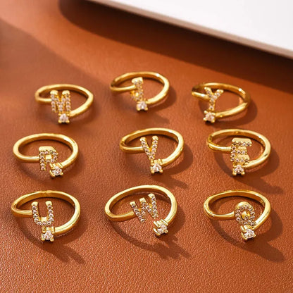Adjustable Initial Ring – Zircon 26-Letter Band