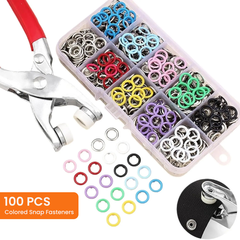 Snap Button Kit with Hand Press Pliers