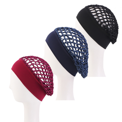 3-Piece Stretchy Wide-Edge Sleeping Cap Set