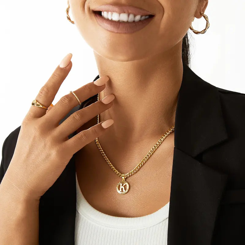 14K Gold Plated Unisex Alphabet Pendant Initial Necklace