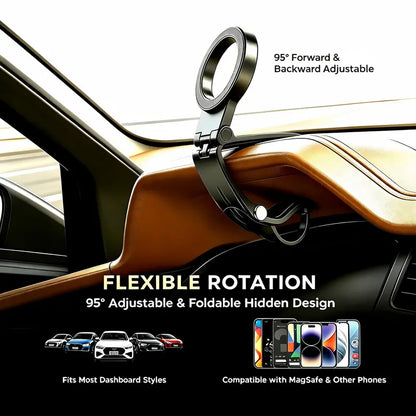 Magnetic Car Phone Holder | Dashboard & Sun Visor Foldable Mount