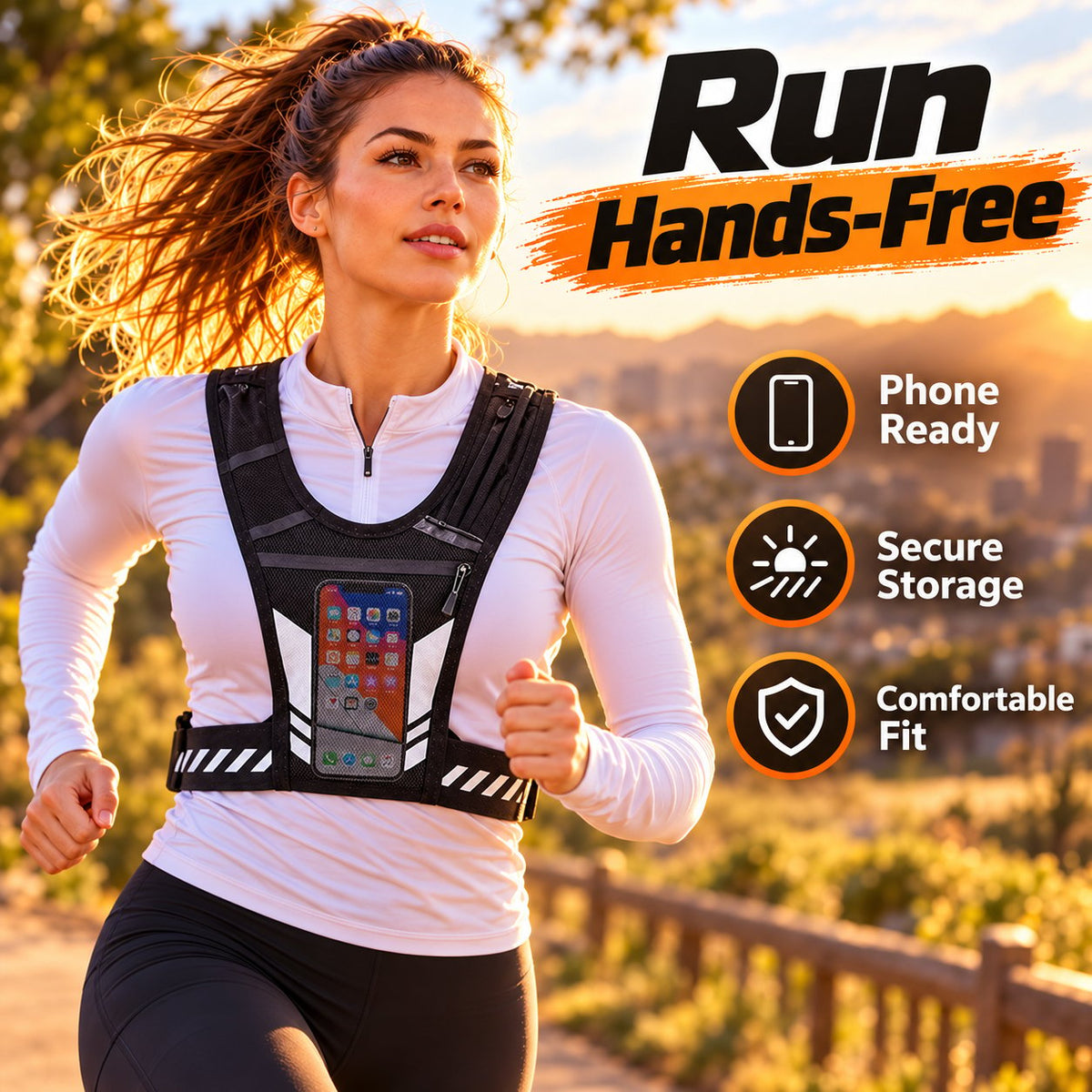 🏃 Lightweight Running Vest with Phone Pocket & Reflective Details