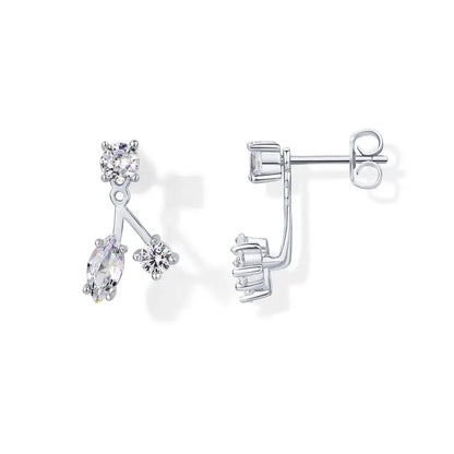 18K Gold Plated Sterling Silver Posts Cubic Zirconia Ear Jacket Statement Earrings for Women | Front & Back Stud Earring Jackets