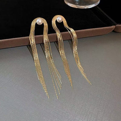 925 Sterling Silver Long Drop Earrings – Chain Dangle Earrings