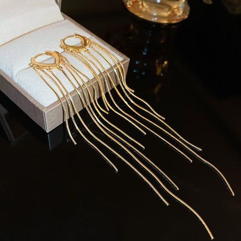 925 Sterling Silver Long Drop Earrings – Chain Dangle Earrings