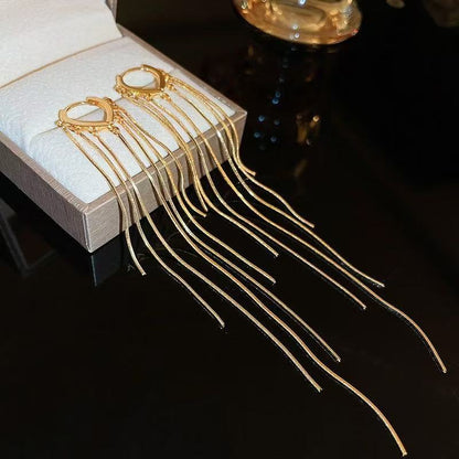925 Sterling Silver Long Drop Earrings – Chain Dangle Earrings