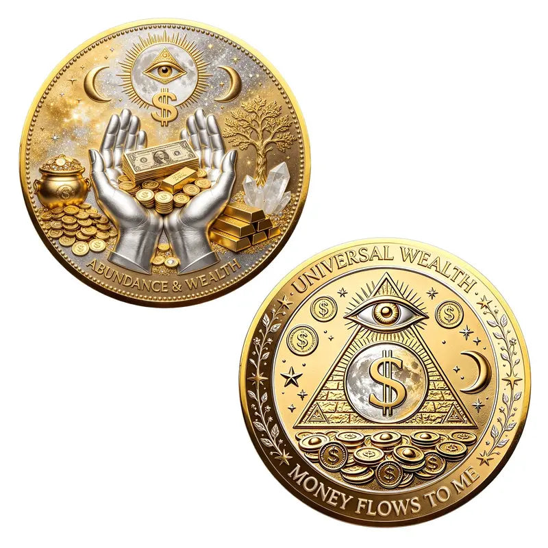 3D Wealth & Prosperity Collectible Coin, All‑Seeing Eye Design, Lucky Charm, Fortune Ornament, Decoration Items