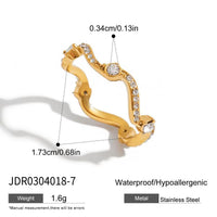 Crystal Wave Gold Ring