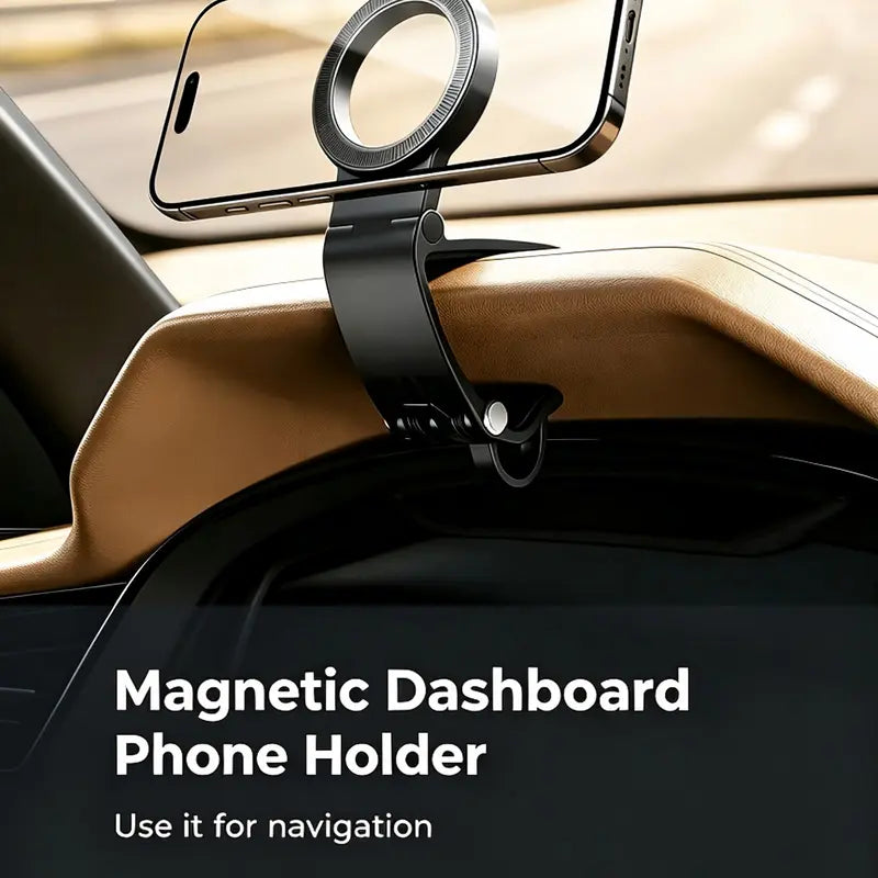 Magnetic Car Phone Holder | Dashboard & Sun Visor Foldable Mount