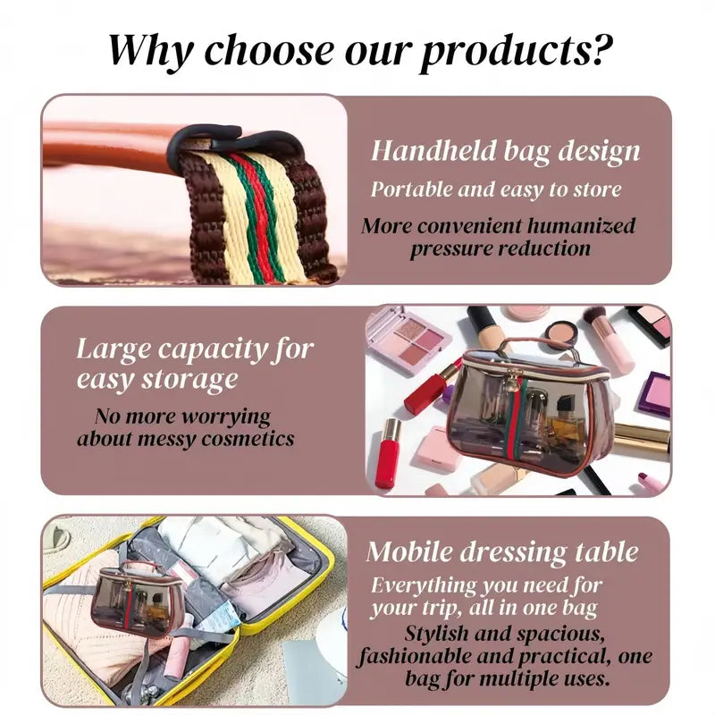 3-Piece Retro Vanity Makeup Organizer & Travel Toiletry Bag Set