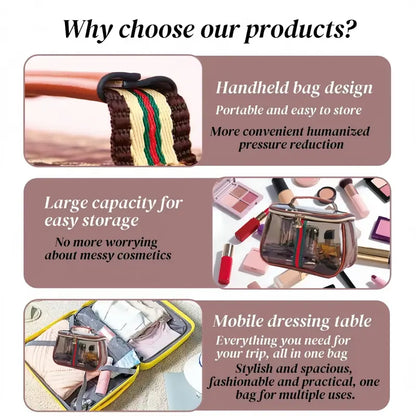 3-Piece Retro Vanity Makeup Organizer & Travel Toiletry Bag Set