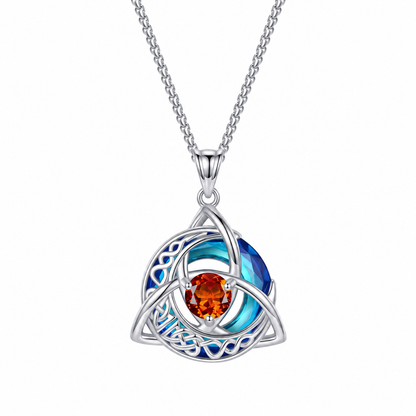 Celtic Crescent Moon Birthstone Necklace