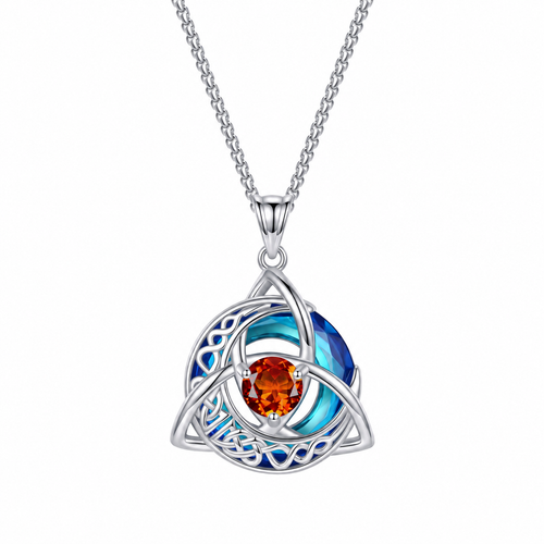 Celtic Crescent Moon Birthstone Necklace