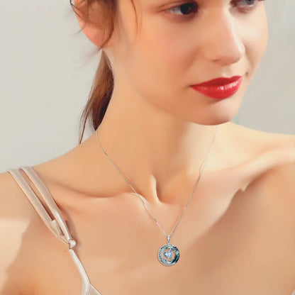 925 Sterling Silver Moon & Star Birthstone Necklace