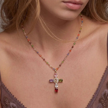 Color Prism Cross Necklace