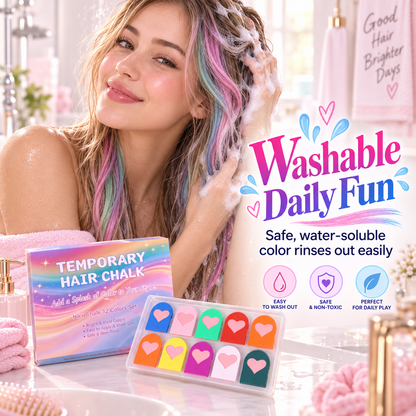 Rainbow Hair Chalk Comb Set – 12 Washable Colors