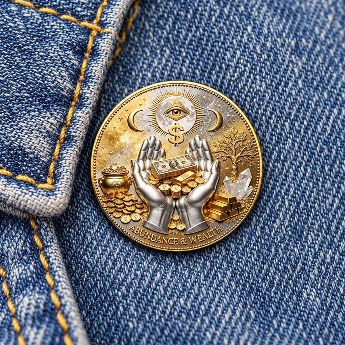Wealth & Prosperity All-Seeing Eye Lucky Charm Brooch Pin