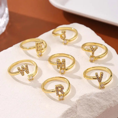Adjustable Initial Ring – Zircon 26-Letter Band