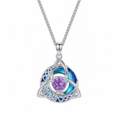 Celtic Crescent Moon Birthstone Necklace