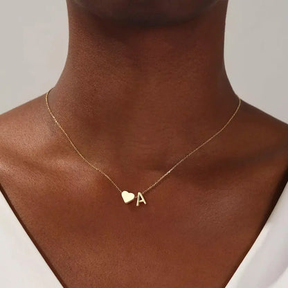 Minimalist Heart Initial Necklace