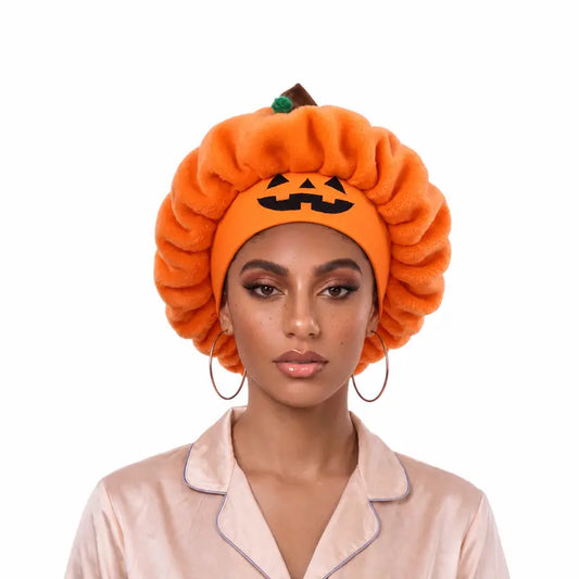 Halloween Pumpkin Satin-Lined Sleep Bonnet
