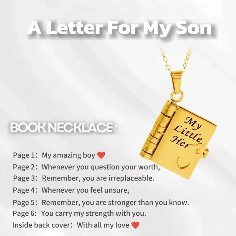 For Daughter / Son - My Little Star Book Necklace My Little Hero Book Necklace