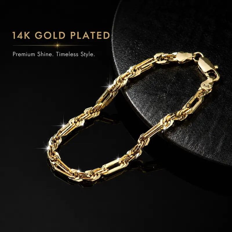 14K Gold-Plated Diamond-Cut Rope Chain Bracelet