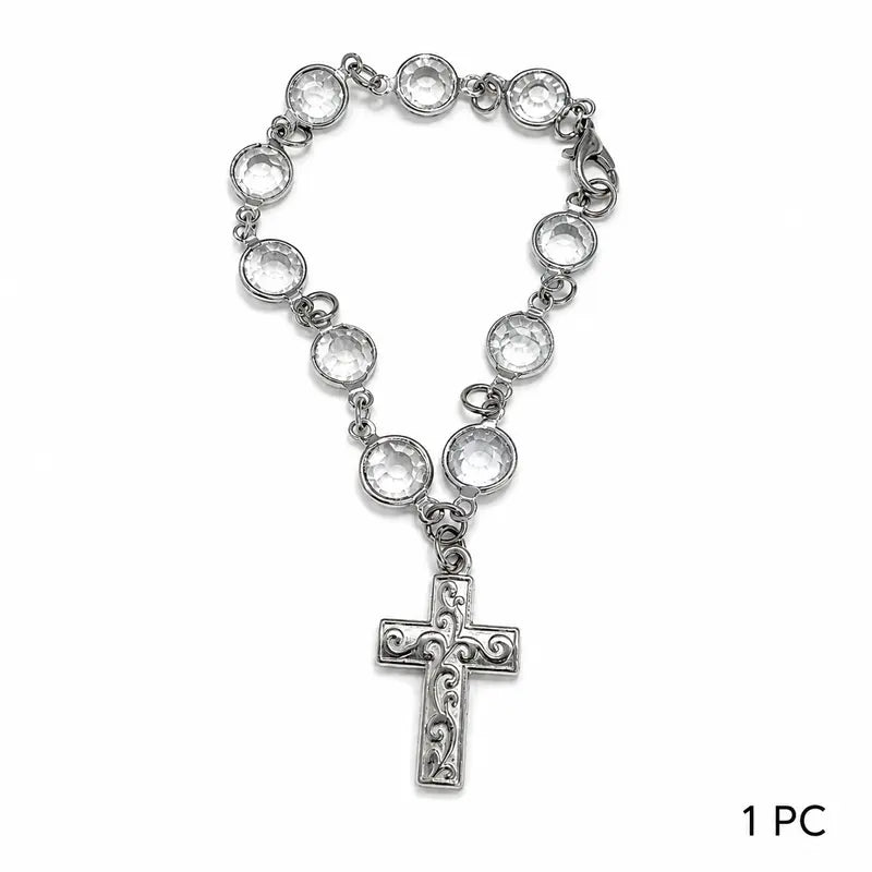 Faith-Inspired Crystal Cross Car Steering Wheel Charm