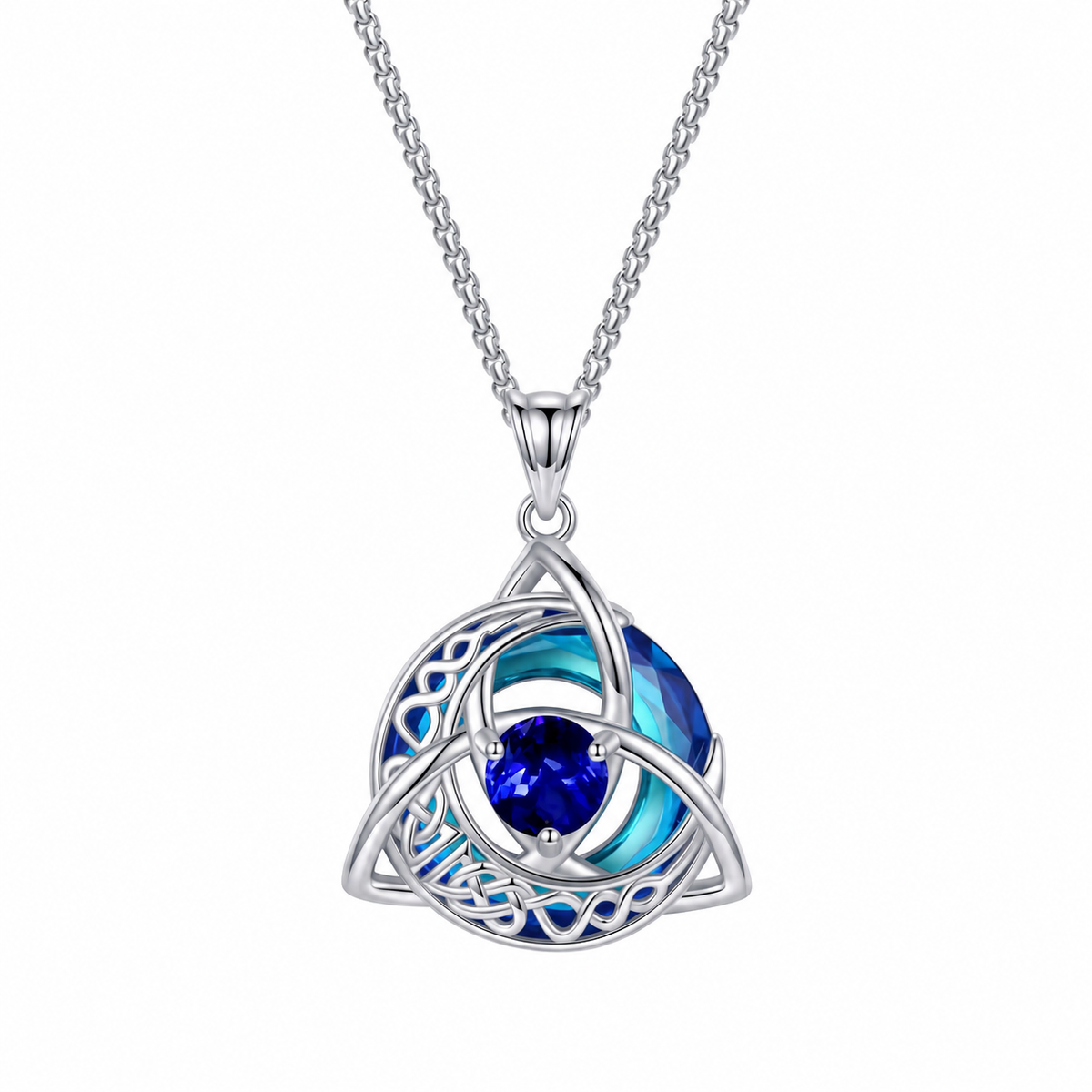 Celtic Crescent Moon Birthstone Necklace