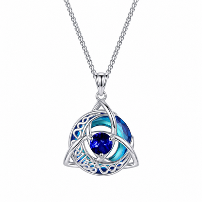 Celtic Crescent Moon Birthstone Necklace