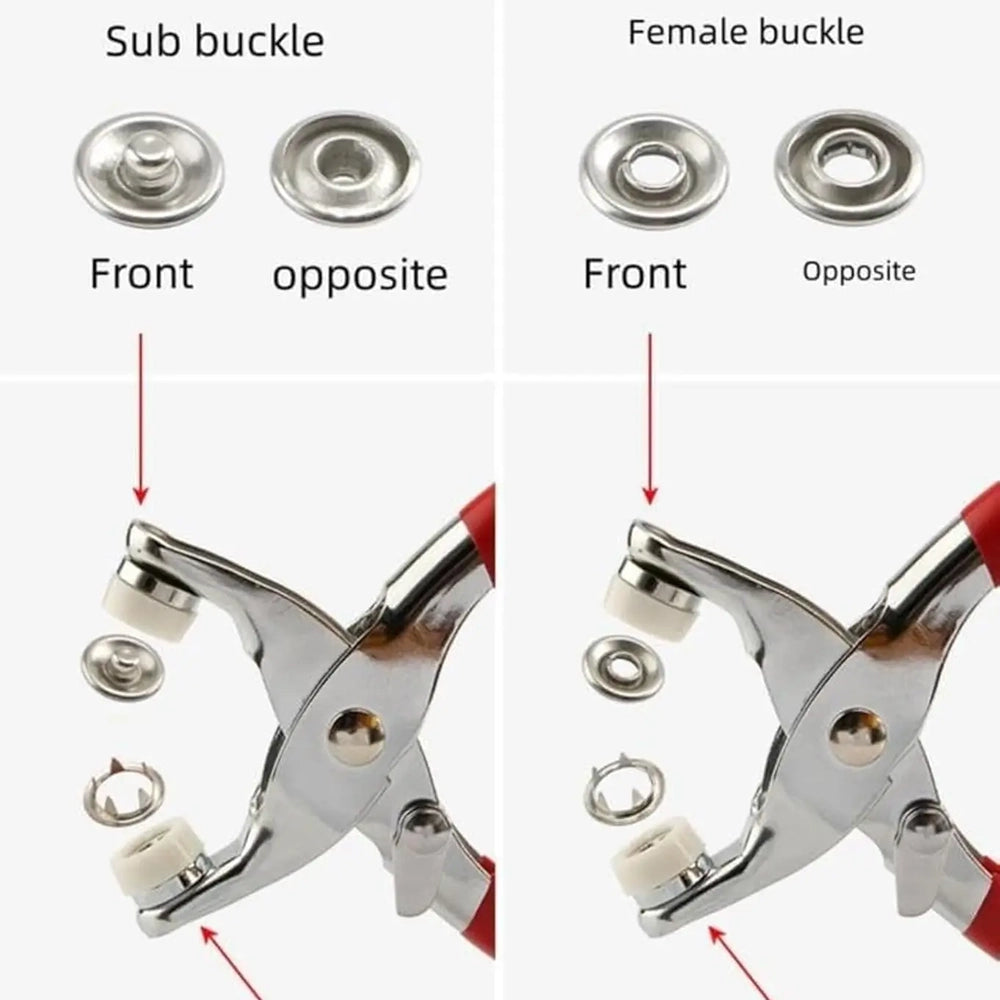 Snap Button Kit with Hand Press Pliers