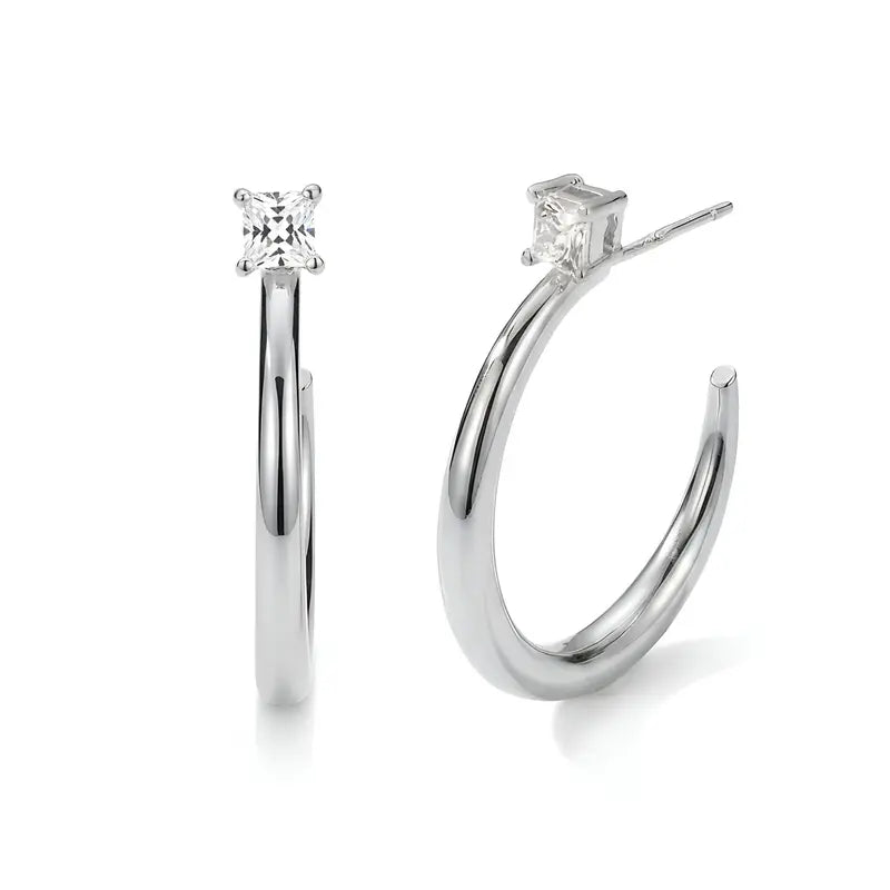 14K Gold & White Gold Plated Chunky Hoop Earrings – Lightweight & Hypoallergenic