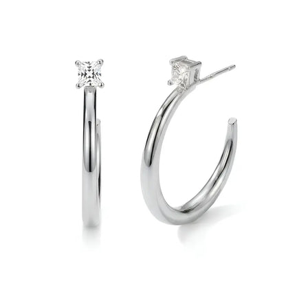 14K Gold & White Gold Plated Chunky Hoop Earrings – Lightweight & Hypoallergenic