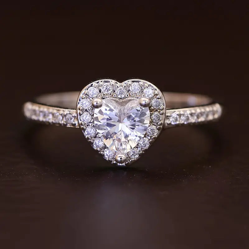Heart Cut Moissanite Solitaire Engagement Ring