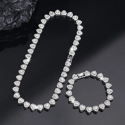 2pcs Heart-Shaped Cuban Chain Necklace Set