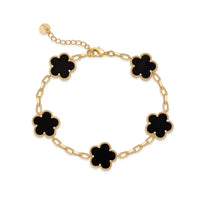 Black Onyx Clover - Yellow Gold