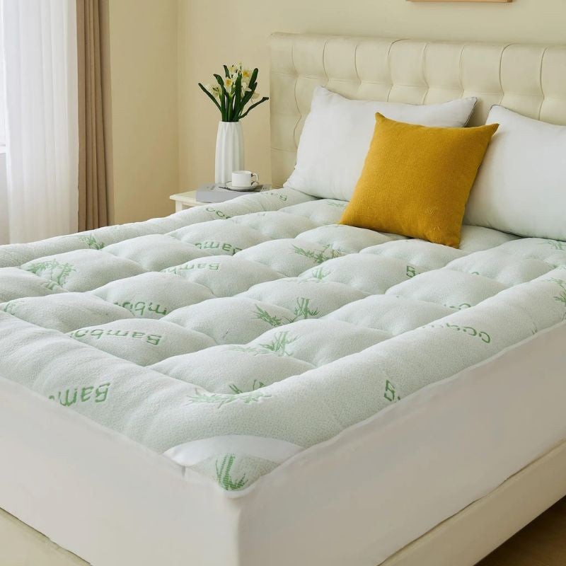 Bamboo Cooling Mattress Topper with Fitted Sheet