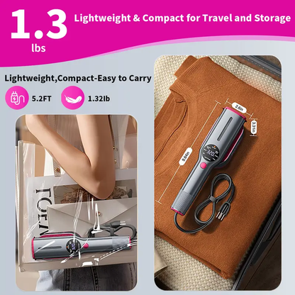 Garment Steamer for Clothes, Portable Travel Clothing Steamer Iron, 7 Mode with LED Display, 5s Fast Heating, 90° Swivel Handle