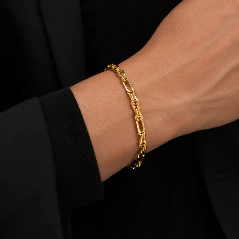 14K Gold-Plated Diamond-Cut Rope Chain Bracelet