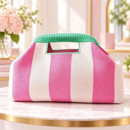 Women’s Green Leaf Knitted Large Capacity Makeup Bag