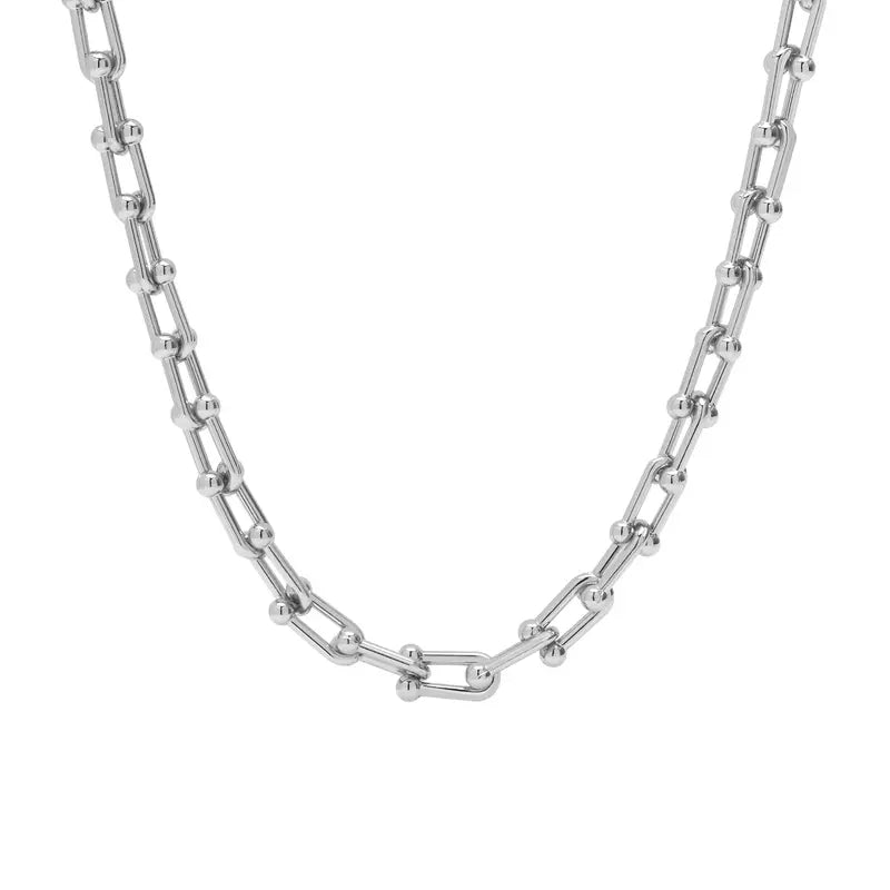 14K Gold Plated Chunky Bamboo Link Necklace