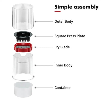 French Fry Cutter with 3 Interchangeable Blades