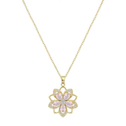 Rotating Birthstone Flower Necklace